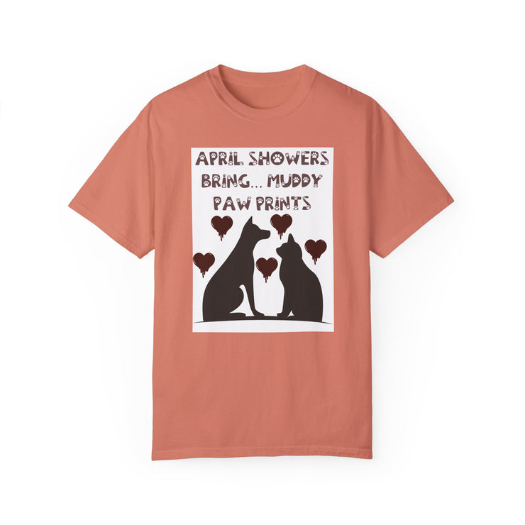 Unisex T-Shirt - April showers bring muddy paw prints