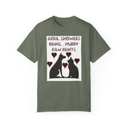 Unisex T-Shirt - April showers bring muddy paw prints